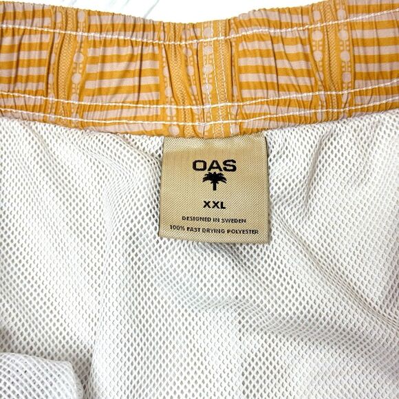 EUC OAS Golden Striped Swim Trunks Retro Sunset Scandinavian Beach Shorts XXL - Picture 6 of 8